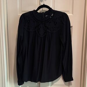 LOFT Black Lace Detail Blouse